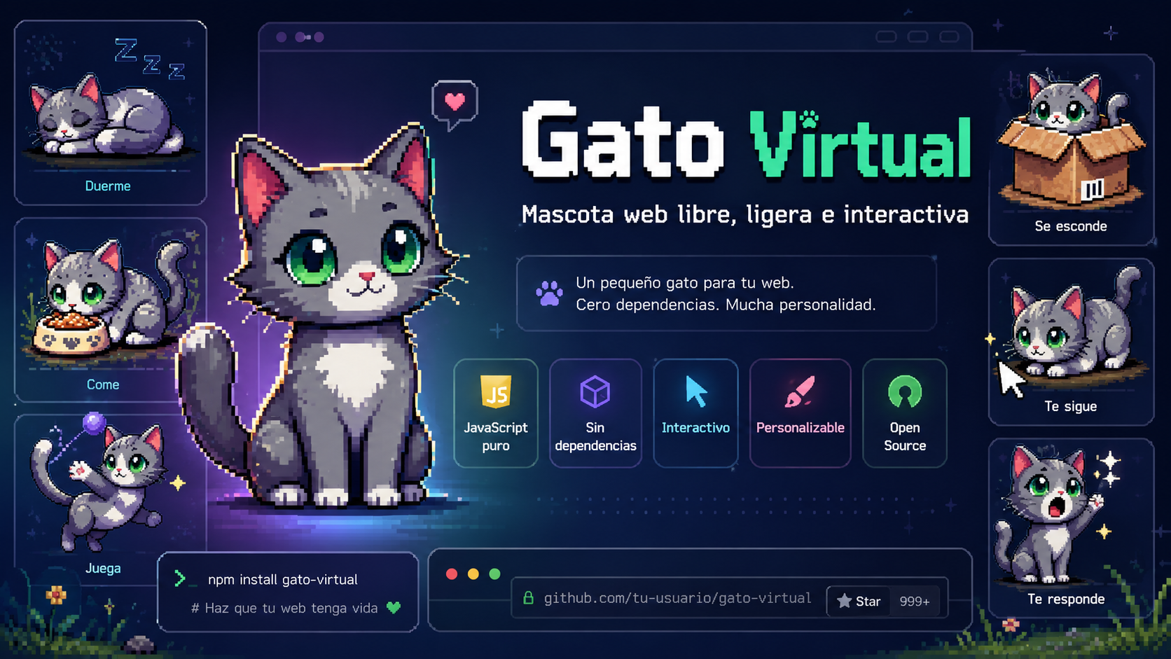 Gato Virtual — mascota web interactiva